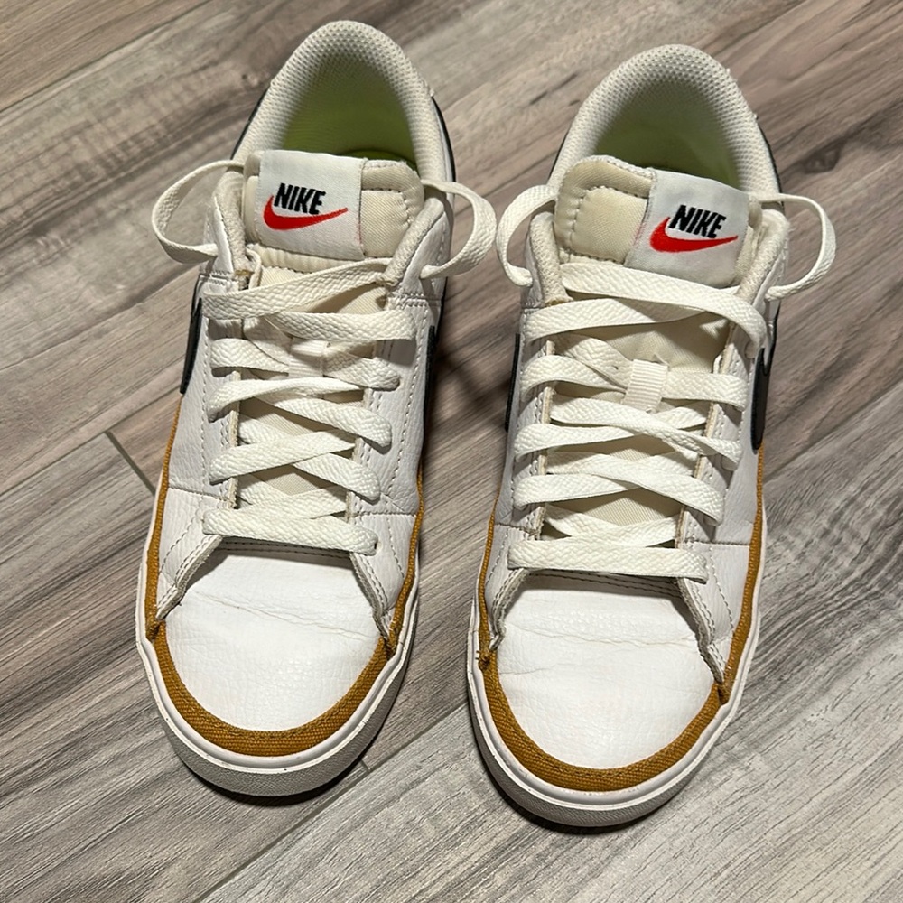 Nike Court Legacy White and Tan Athletic Shoes - Picture 7 of 7